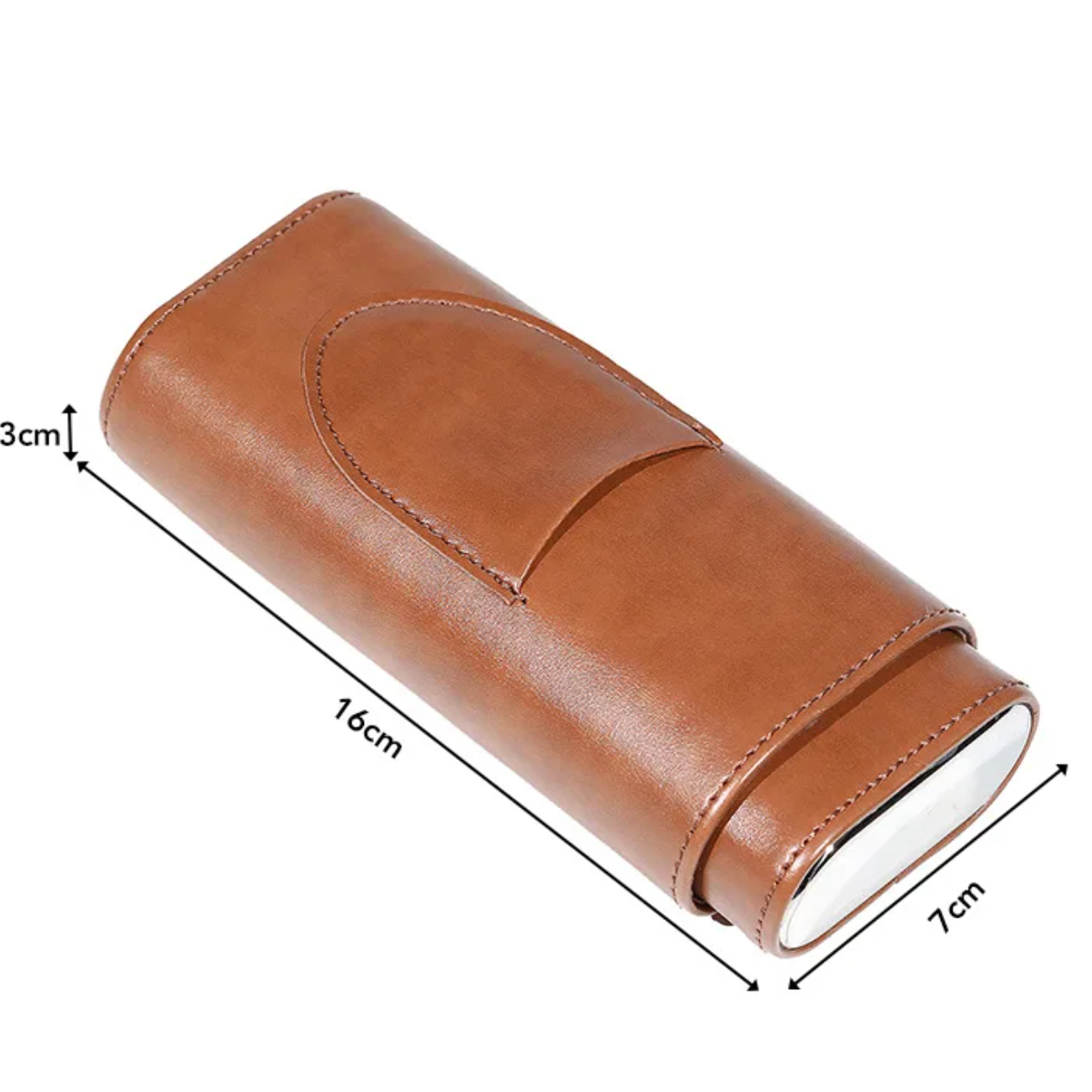 Three-Finger PU Leather Cigar Case Portable Humidor Holder Box with Silver Cigar Cutter Smoking Accessories for Business Gifts