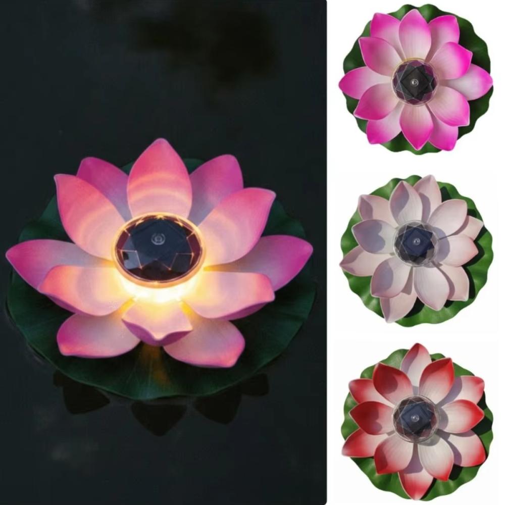 Floating Lotus Light Solar Powered Lotus Lamp with LED Light Waterproof Lotus Light Water Floating Lotus Night Lamp