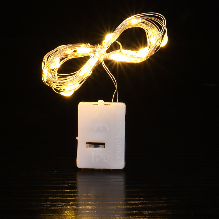 1M/2M LED copper wire lamp Christmas light string bouquet cake atmosphere small colorful lamp Halloween battery light string button