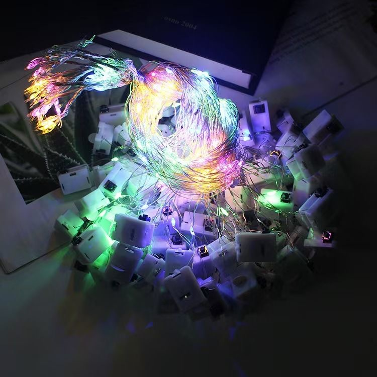 1M/2M LED copper wire lamp Christmas light string bouquet cake atmosphere small colorful lamp Halloween battery light string button
