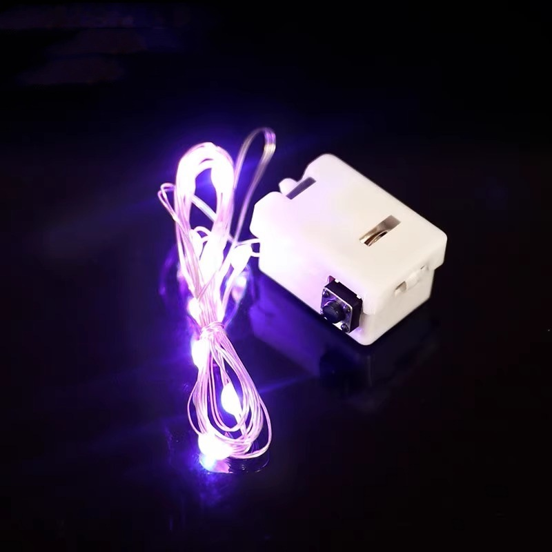 1M/2M LED copper wire lamp Christmas light string bouquet cake atmosphere small colorful lamp Halloween battery light string button