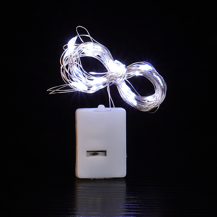 1M/2M LED copper wire lamp Christmas light string bouquet cake atmosphere small colorful lamp Halloween battery light string button