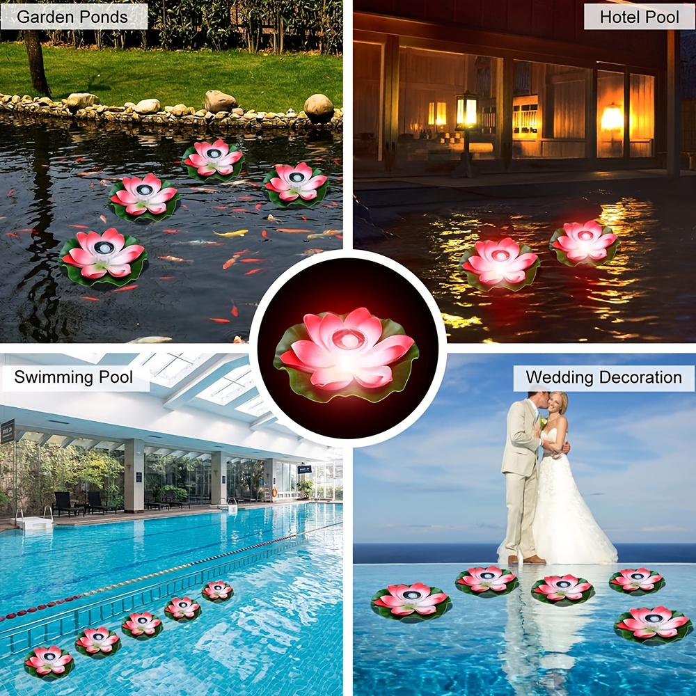 Floating Lotus Light Solar Powered Lotus Lamp with LED Light Waterproof Lotus Light Water Floating Lotus Night Lamp