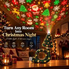 2026 Christmas Tree Design Plug in Night Light Ceiling Projector Indoor, for Room Decor DIY Holiday Party Xmas Gifts