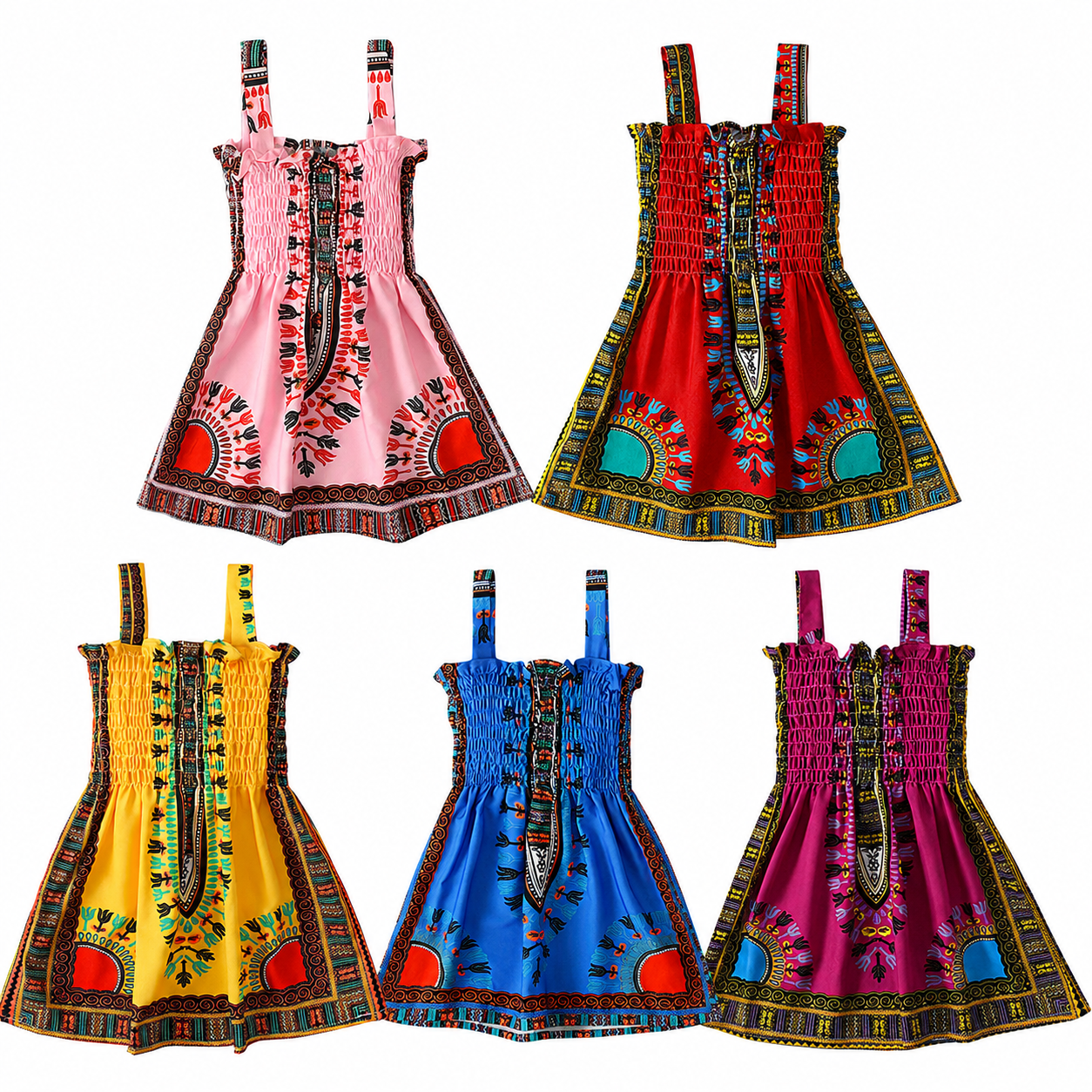 Girls African Print Dress Kids Dashiki Sleeveless Summer Birthday Party Dress Children Clothing