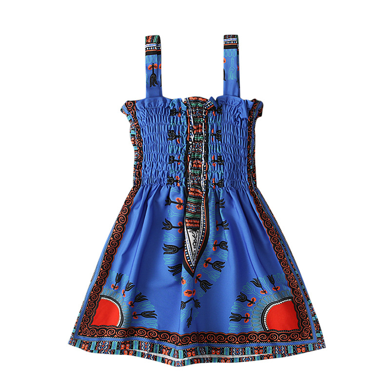 Girls African Print Dress Kids Dashiki Sleeveless Summer Birthday Party Dress Children Clothing
