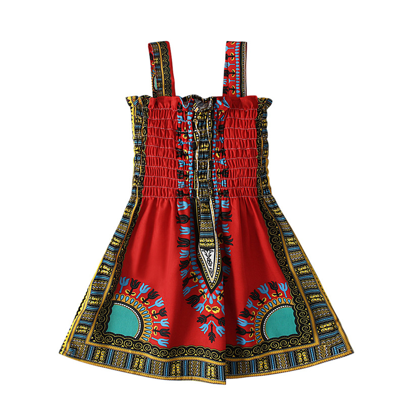 Girls African Print Dress Kids Dashiki Sleeveless Summer Birthday Party Dress Children Clothing