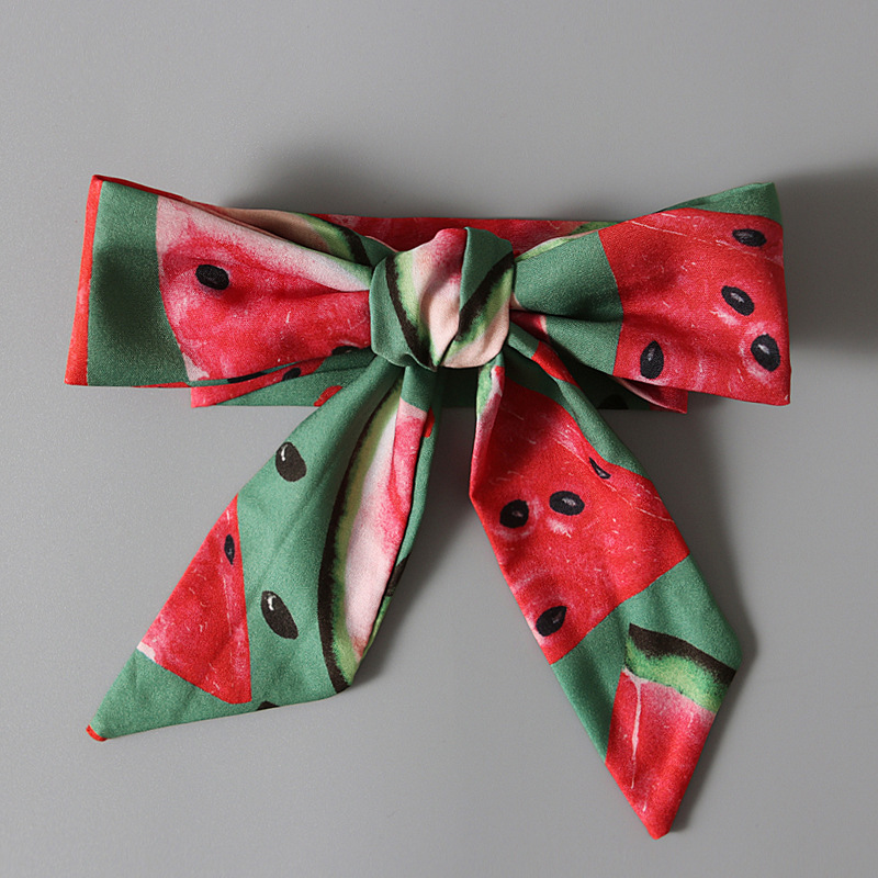 Baby Girl Watermelon Print Romper Set with Matching Headband Summer Outfit