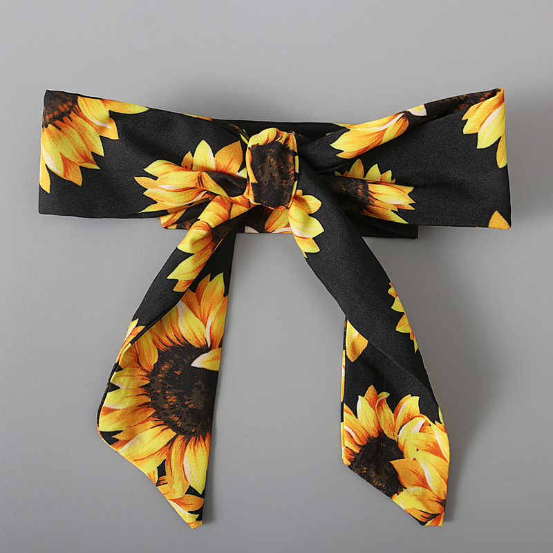 Baby Girl Sunflower Print Romper Set with Matching Headband Summer Outfit