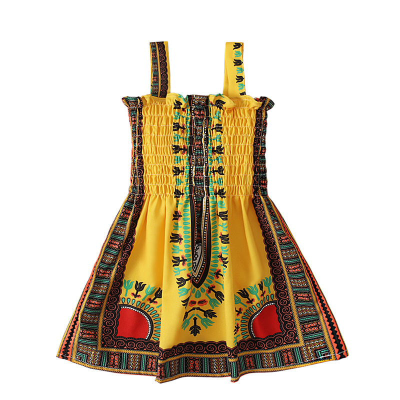 Girls African Print Dress Kids Dashiki Sleeveless Summer Birthday Party Dress Children Clothing