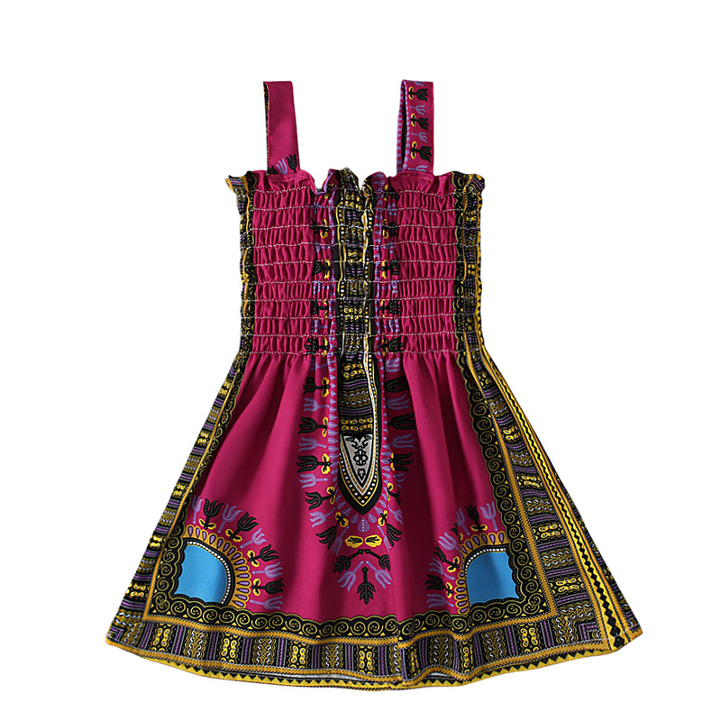 Girls African Print Dress Kids Dashiki Sleeveless Summer Birthday Party Dress Children Clothing