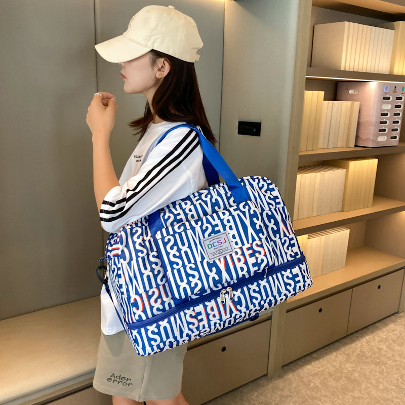 Large Capacity Foldable Travel Bag, Multifunctional Water Repellent Bag with Luggage Sleeve for Trolley Case