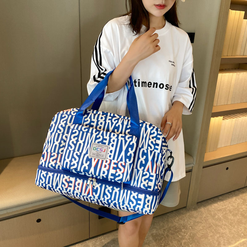 Large Capacity Foldable Travel Bag, Multifunctional Water Repellent Bag with Luggage Sleeve for Trolley Case