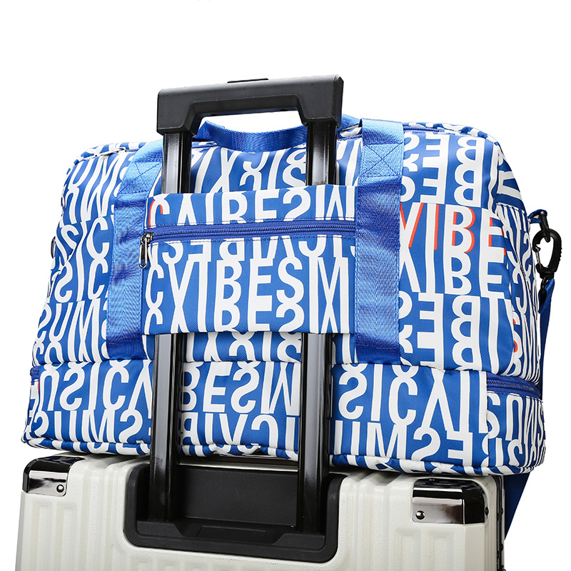 Large Capacity Foldable Travel Bag, Multifunctional Water Repellent Bag with Luggage Sleeve for Trolley Case