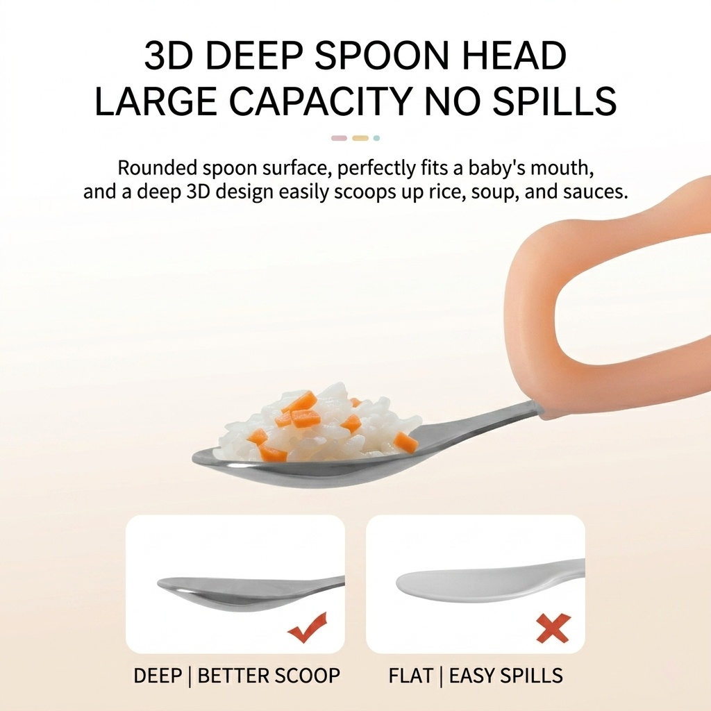 Baby Training Spoon and Fork Set 316L Stainless Steel | BLW Toddler Self-Feeding Cutlery | BPA-Free Silicone Handles with Travel Case | Kenya