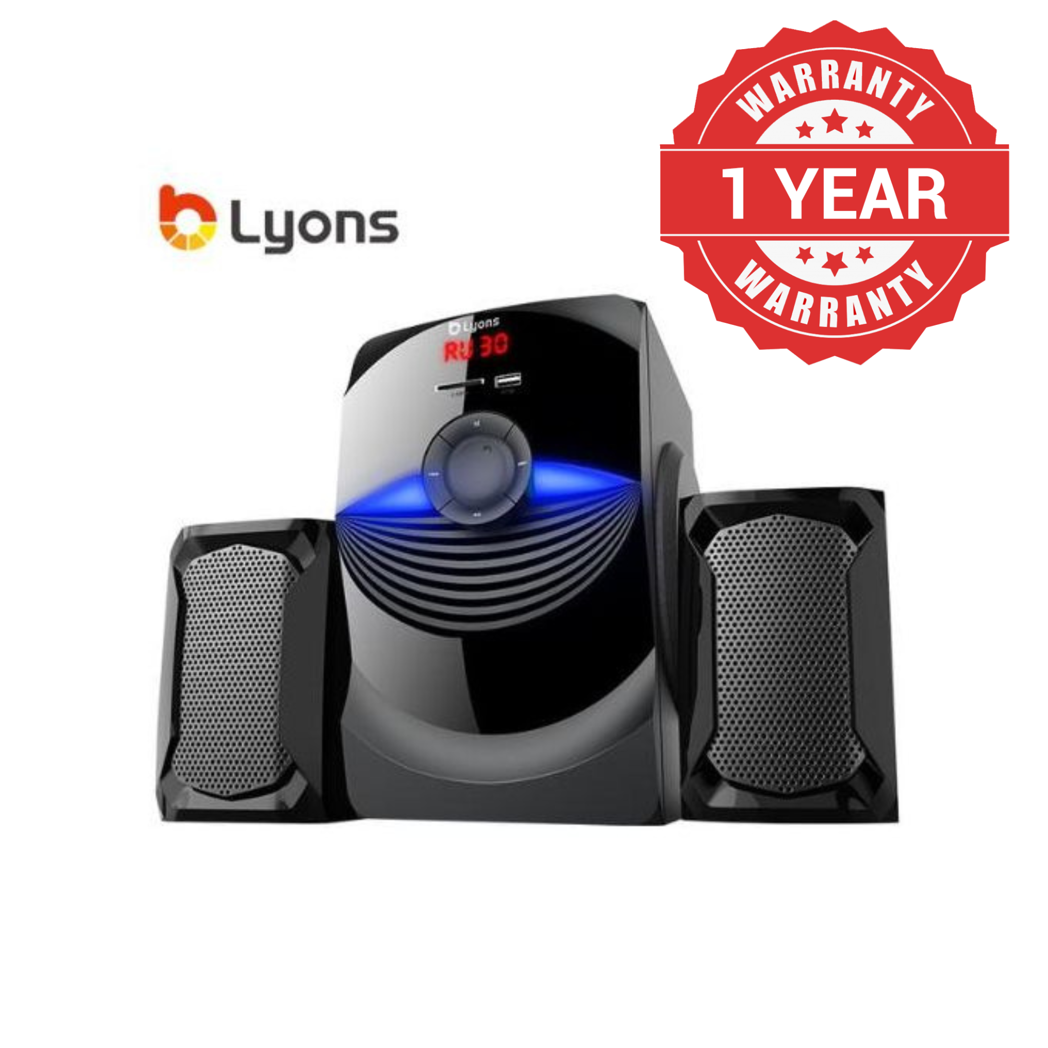 LYONS LYS2405 2.1CH Powerful Bass Multimedia Speaker System – Bluetooth, FM Radio, USB/SD Support, Deep Bass Subwoofer, 3D Surround Sound & Remote Control