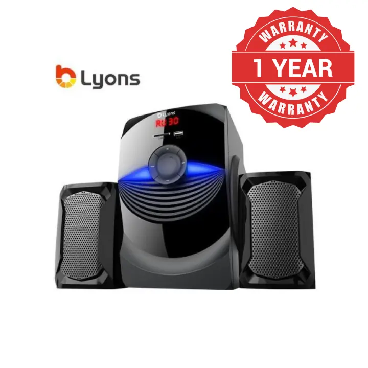 LYONS LYS2405 2.1CH Powerful Bass Multimedia Speaker System – Bluetooth, FM Radio, USB/SD Support, Deep Bass Subwoofer, 3D Surround Sound & Remote Control