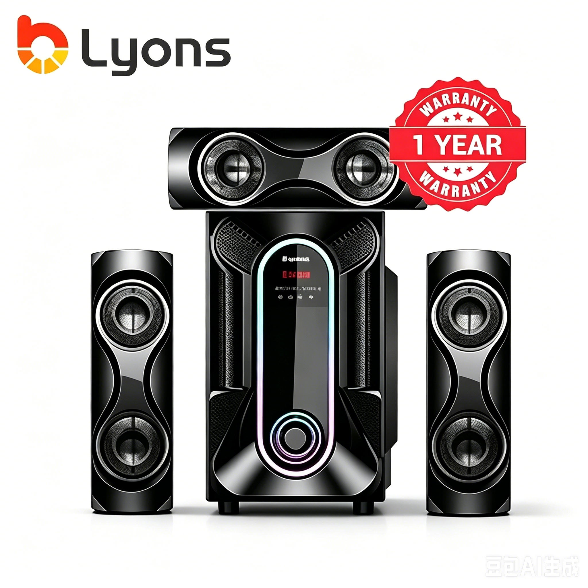 LYONS LYS3605 3.1CH Multimedia Speaker System – Bluetooth Home Theater Sound System with FM Radio, USB/SD & Remote Control