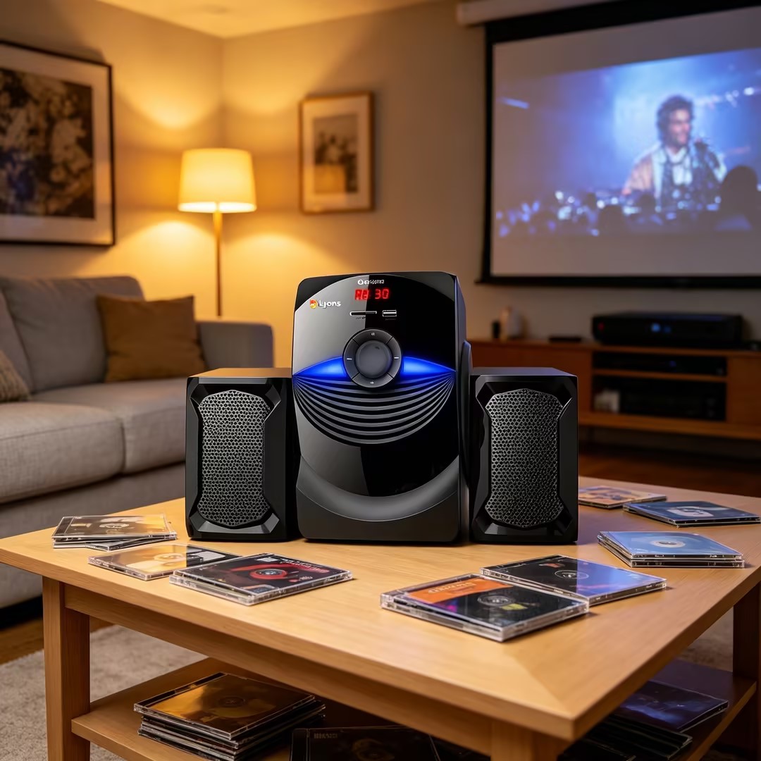 LYONS LYS2405 2.1CH Powerful Bass Multimedia Speaker System – Bluetooth, FM Radio, USB/SD Support, Deep Bass Subwoofer, 3D Surround Sound & Remote Control