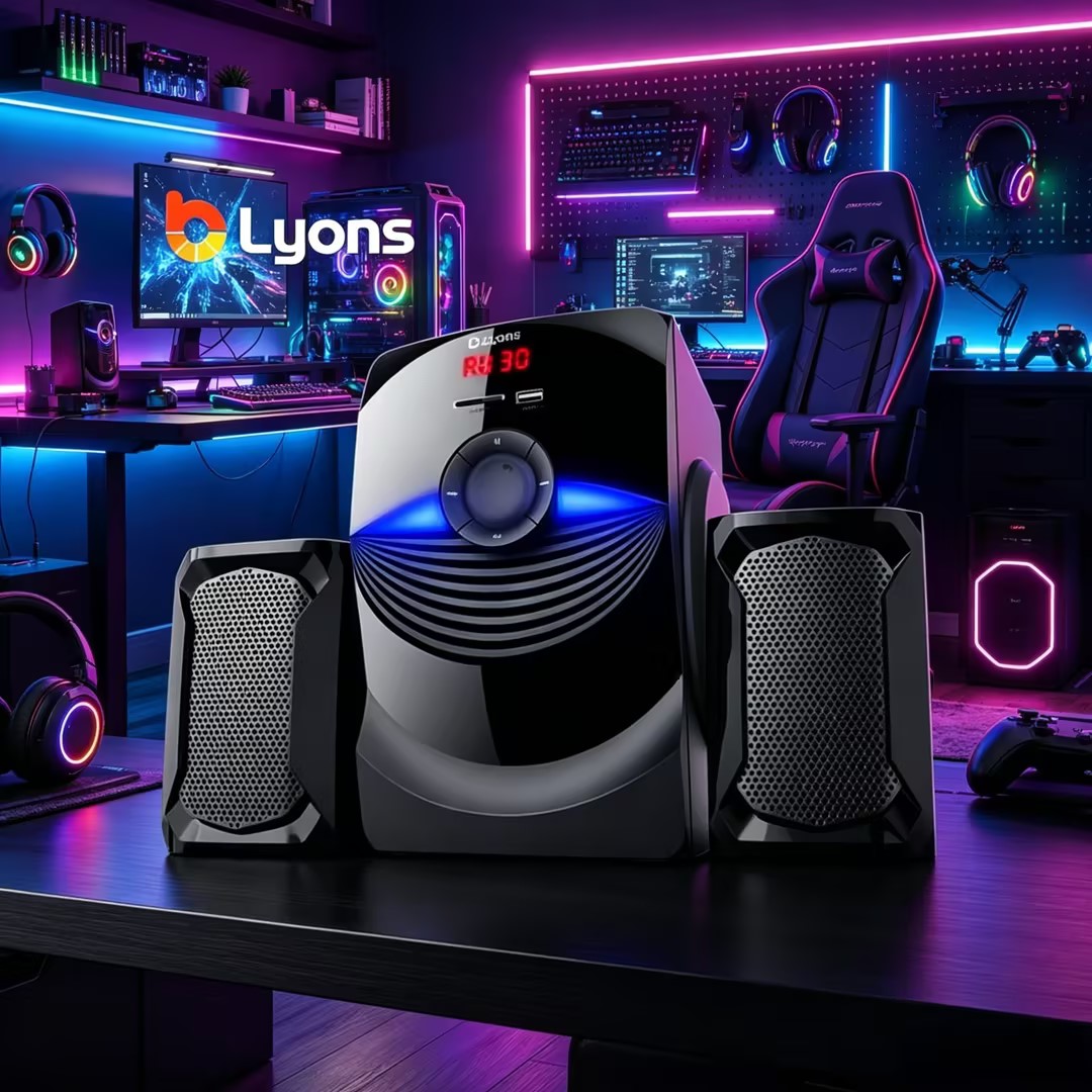 LYONS LYS2405 2.1CH Powerful Bass Multimedia Speaker System – Bluetooth, FM Radio, USB/SD Support, Deep Bass Subwoofer, 3D Surround Sound & Remote Control