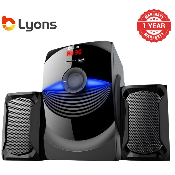 LYONS LYS2405 2.1CH Powerful Bass Multimedia Speaker System – Bluetooth, FM Radio, USB/SD Support, Deep Bass Subwoofer, 3D Surround Sound & Remote Control