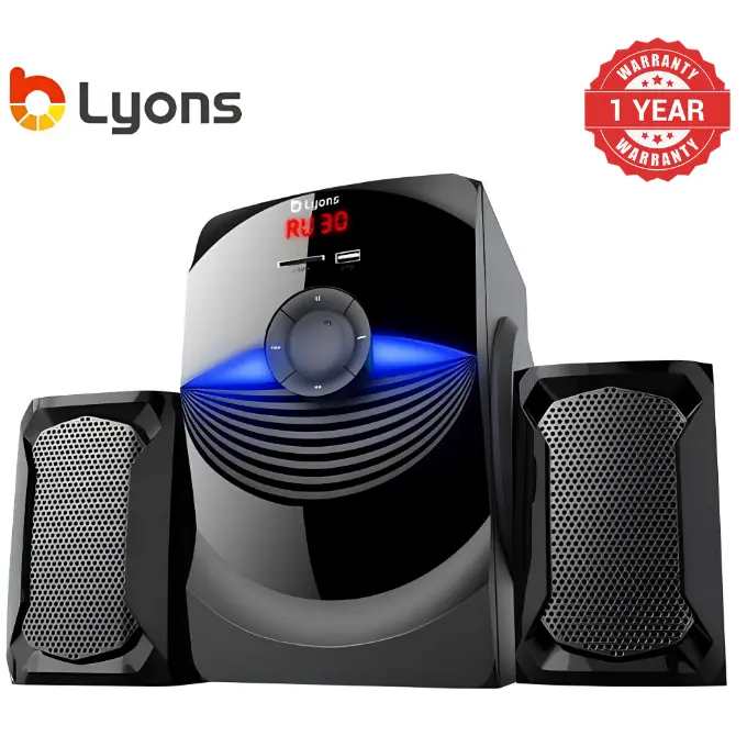 LYONS LYS2405 2.1CH Powerful Bass Multimedia Speaker System – Bluetooth, FM Radio, USB/SD Support, Deep Bass Subwoofer, 3D Surround Sound & Remote Control