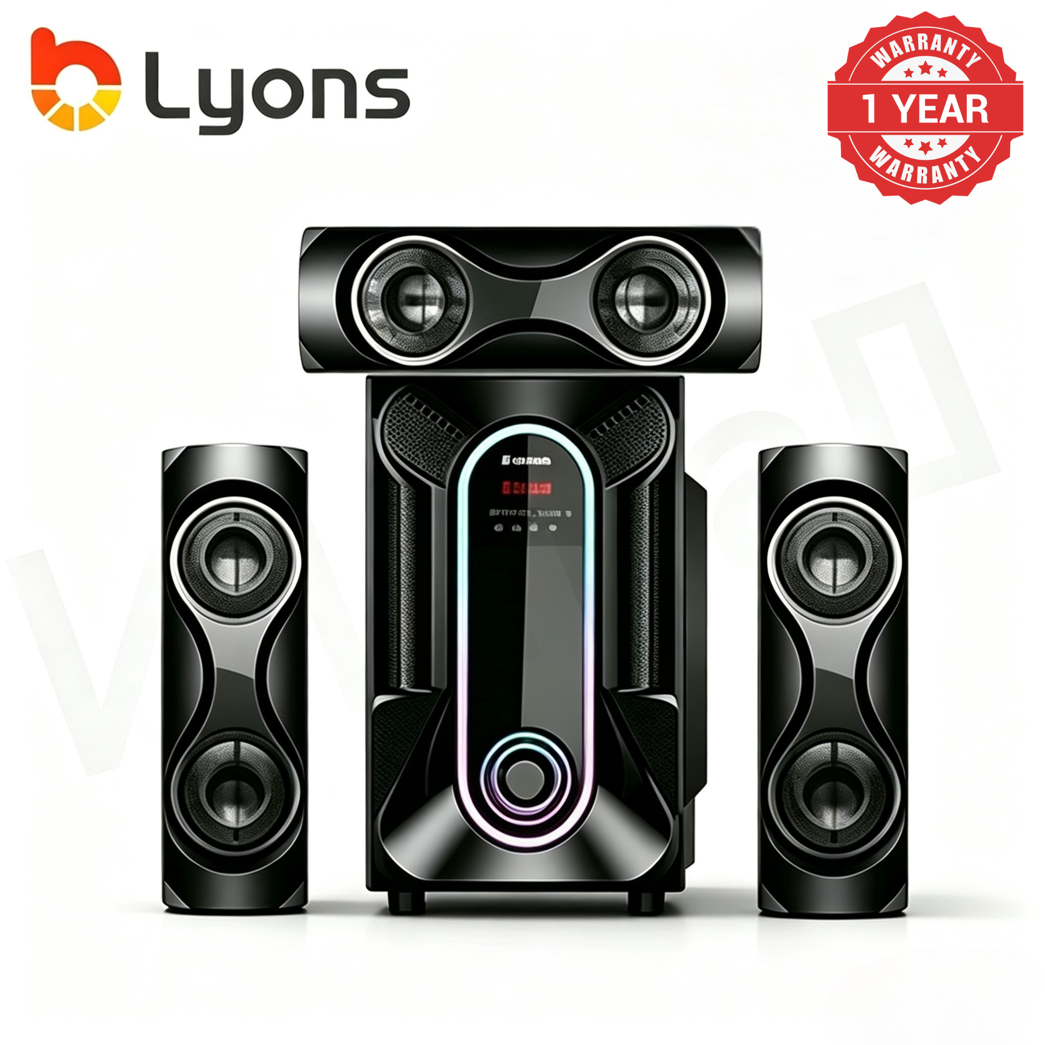 LYONS LYS3605 3.1CH Multimedia Speaker System – Bluetooth Home Theater Sound System with FM Radio, USB/SD & Remote Control