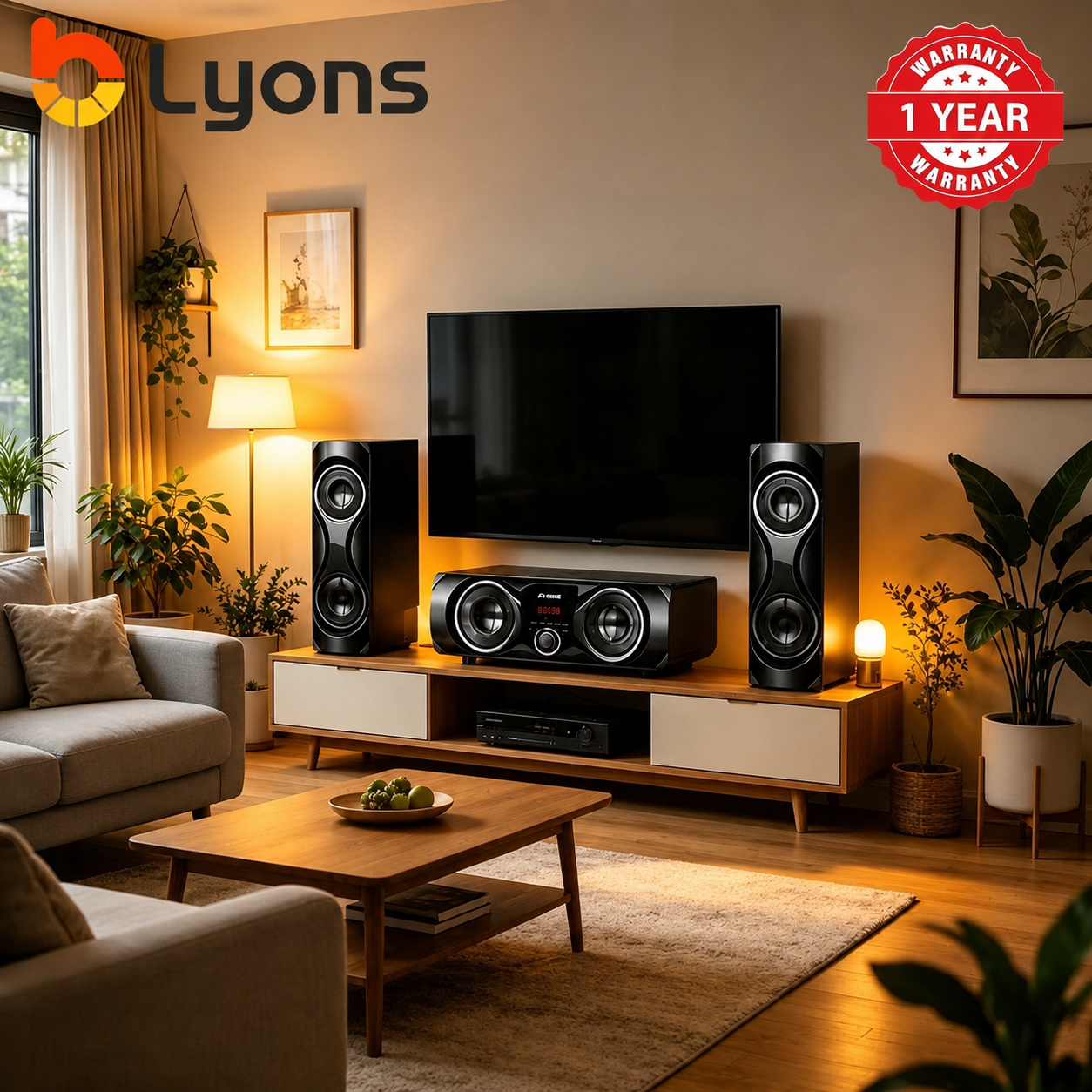 LYONS LYS3605 3.1CH Multimedia Speaker System – Bluetooth Home Theater Sound System with FM Radio, USB/SD & Remote Control