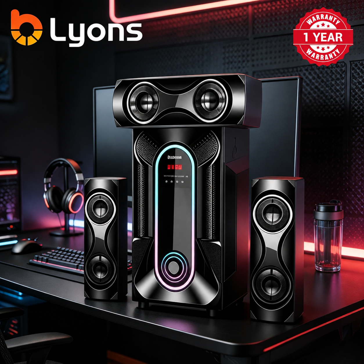 LYONS LYS3605 3.1CH Multimedia Speaker System – Bluetooth Home Theater Sound System with FM Radio, USB/SD & Remote Control