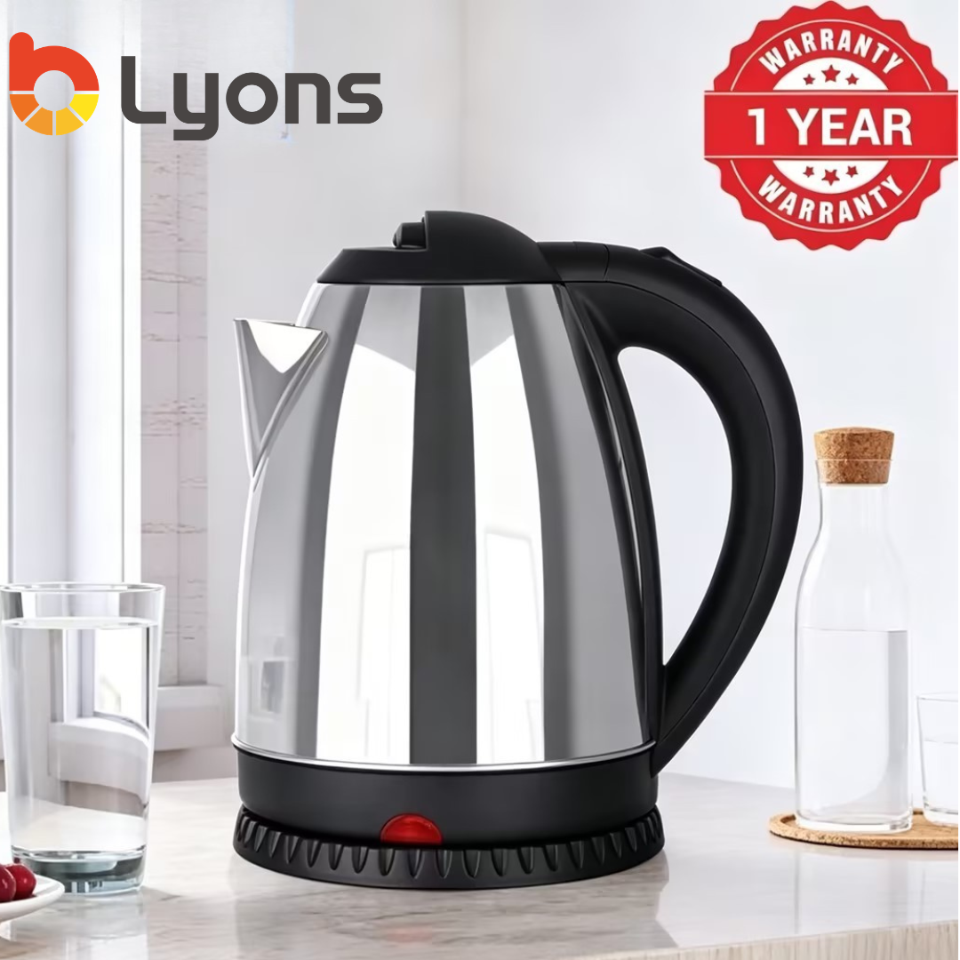 LYONS FK-0325 2.2L Cordless Stainless Steel Electric Kettle Fast Boil Electric Kettle – 1500W Large Capacity Water Boiler with Auto Power-Off & Anti-Splash U-Spout Design【Anniversary Sale】