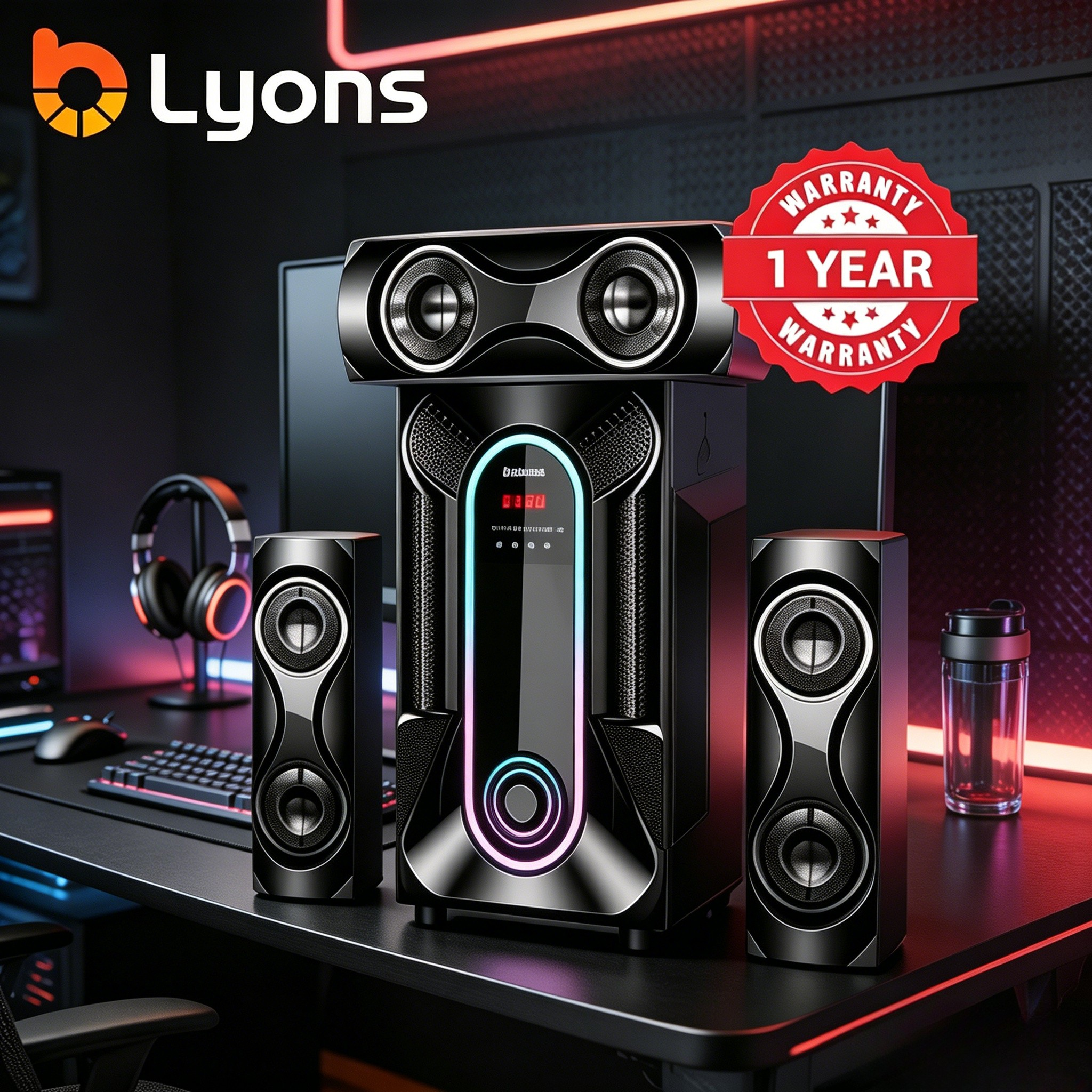 LYONS LYS3605 3.1CH Multimedia Speaker System – Bluetooth Home Theater Sound System with FM Radio, USB/SD & Remote Control
