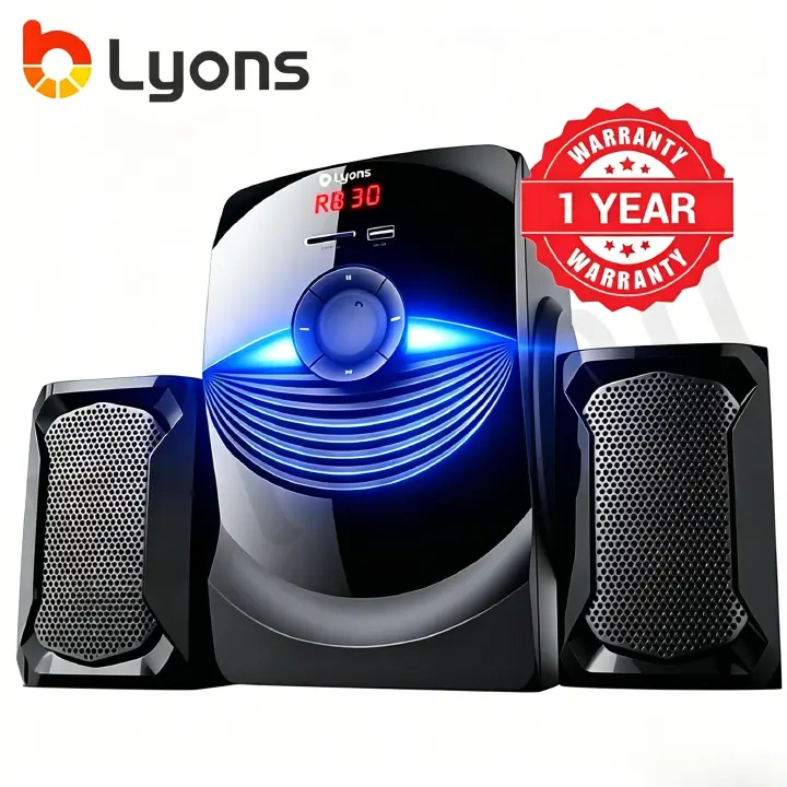 LYONS LYS2405 2.1CH Powerful Bass Multimedia Speaker System – Bluetooth, FM Radio, USB/SD Support, Deep Bass Subwoofer, 3D Surround Sound & Remote Control