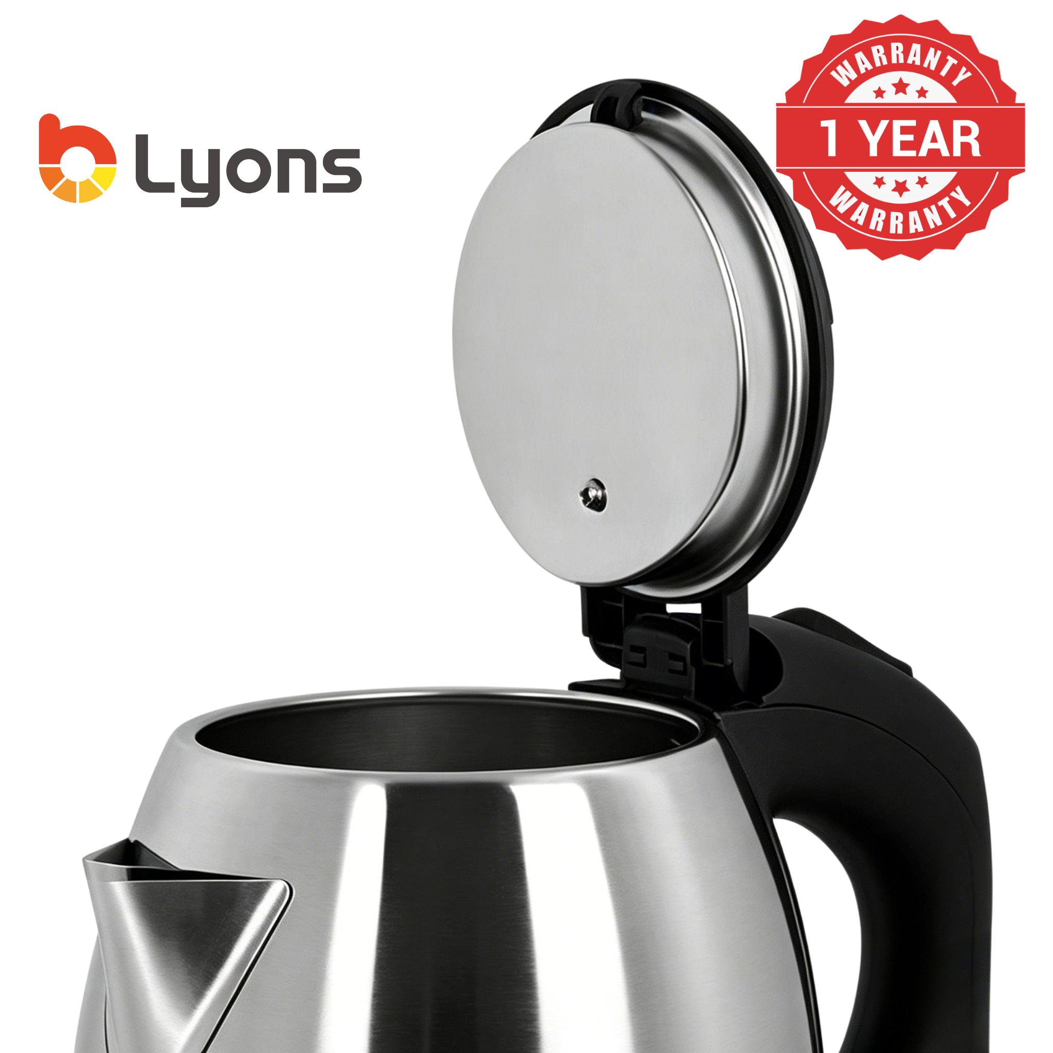 LYONS FK-0325 2.2L Cordless Stainless Steel Electric Kettle Fast Boil Electric Kettle – 1500W Large Capacity Water Boiler with Auto Power-Off & Anti-Splash U-Spout Design【Anniversary Sale】
