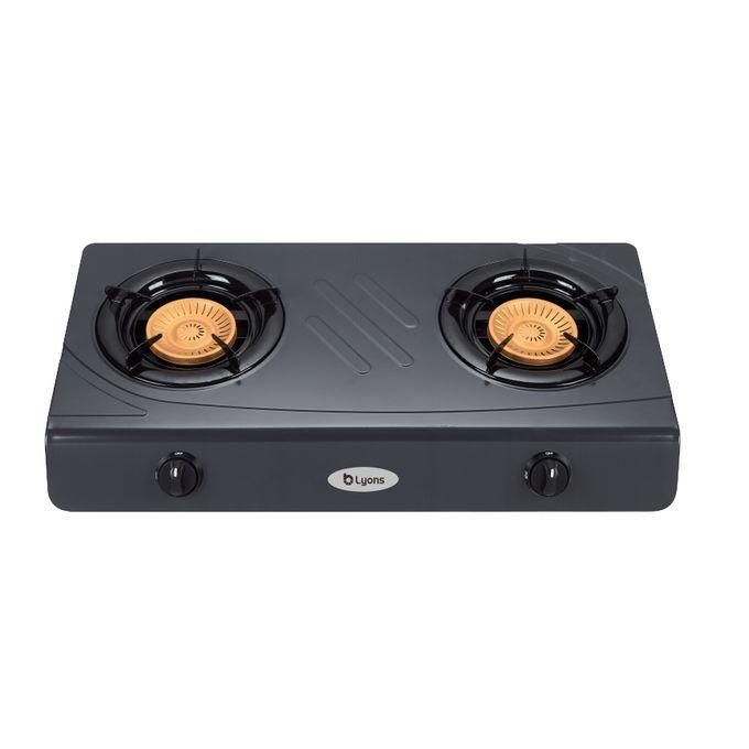 Lyons GK-013 2 Burner Tempered Stainless Steel Gas Stove  with Auto Ignition, Gas Saver Technology, Durable Rotary Burners & High Temperature Resistant Design