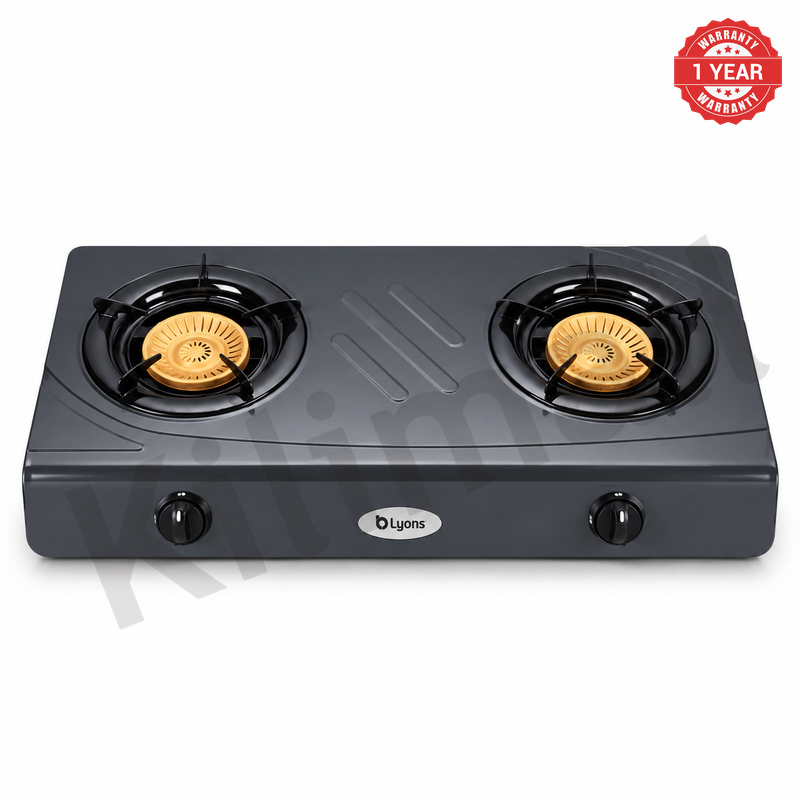 Lyons GK-013 2 Burner Tempered Stainless Steel Gas Stove  with Auto Ignition, Gas Saver Technology, Durable Rotary Burners & High Temperature Resistant Design