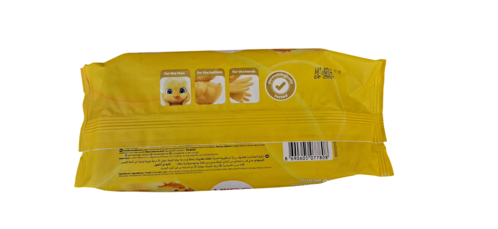 Dalin Care Wet Wipes, 56 pieces with 0% alcohol, specially developed for baby's delicate skin.