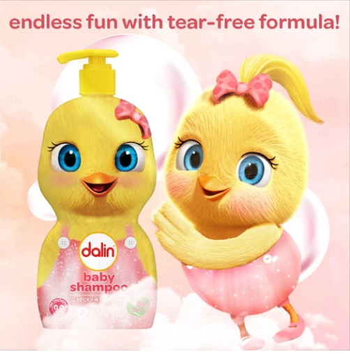 Dalin Chick Bottle 500ml, Baby Shampoo & Body Wash specially developed for your baby’s delicate skin and hair.