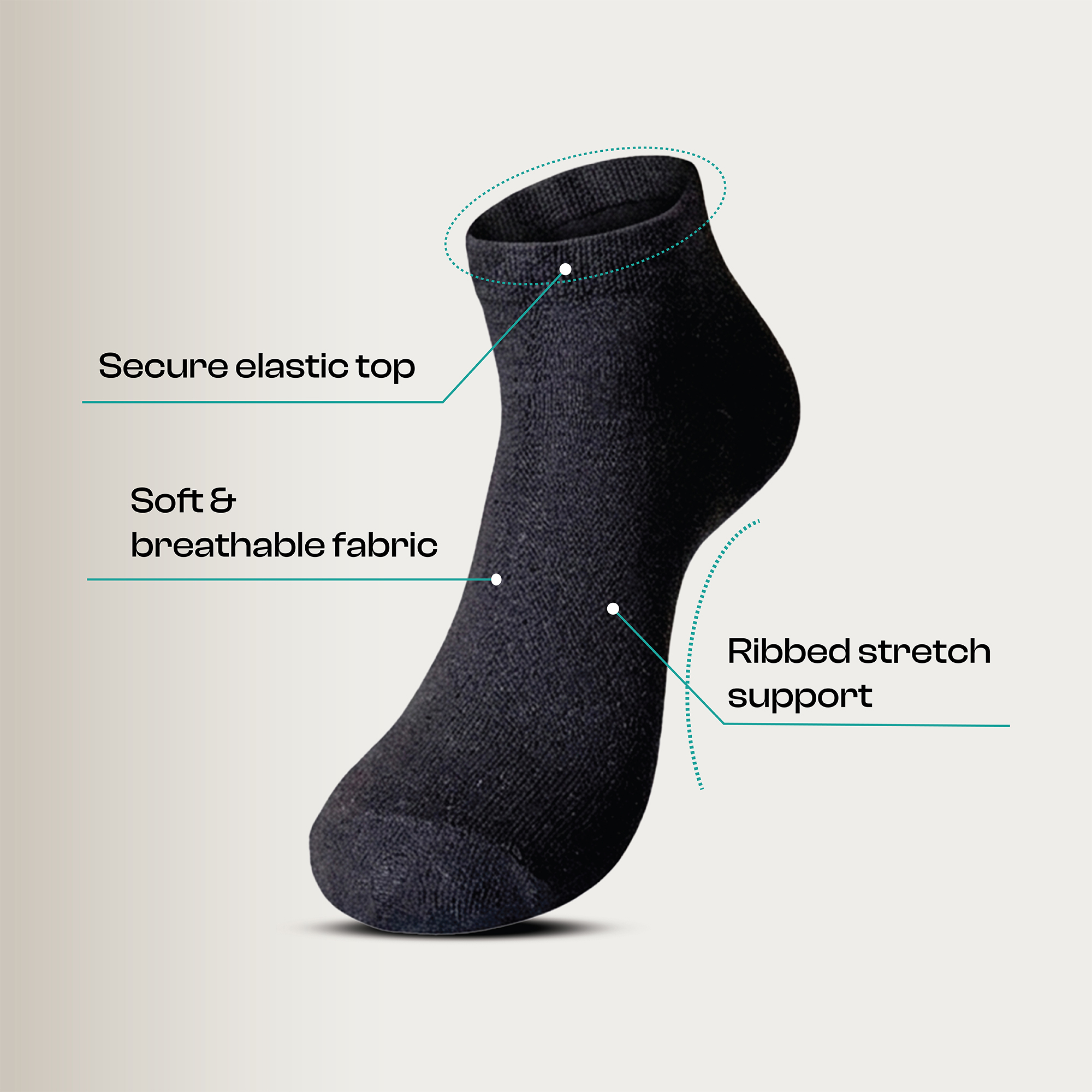 6 Pairs Men & Women Cotton Ankle Socks, Moloca – Comfortable Breathable,Men & Women Clothes casual socks- Black