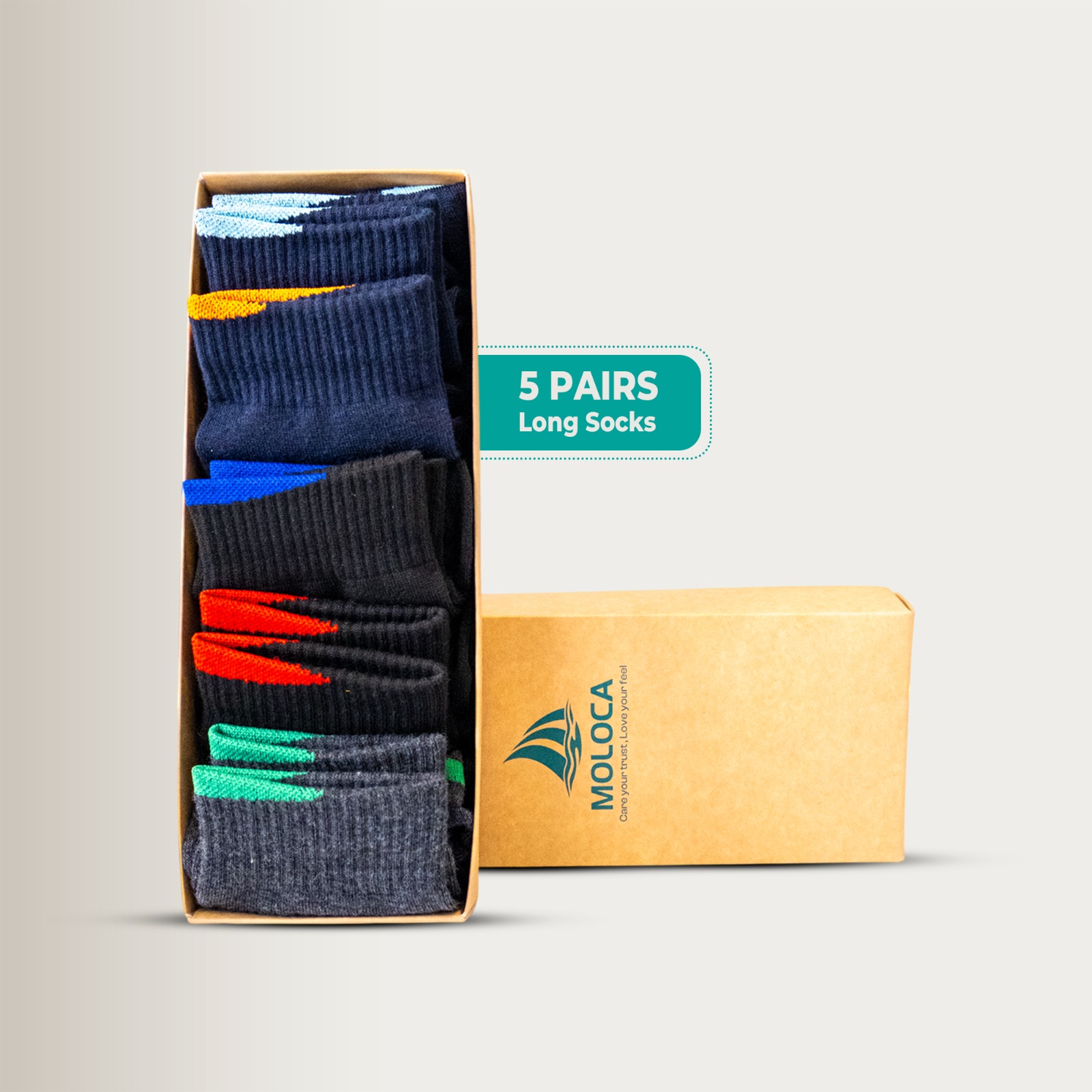 5 Pairs Men & Women Cotton Long Socks, Moloca– Comfortable Breathable,Men & Women Clothes casual socks