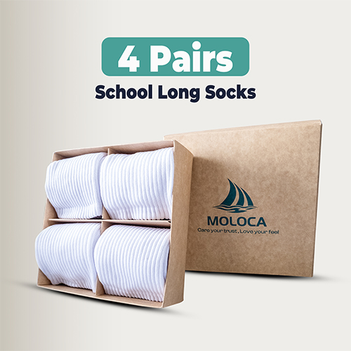 MOLOCA 4 Pairs White School Socks for Kids – Durable Uniform Socks for Girls