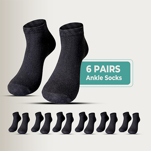 6 Pairs Men & Women Cotton Ankle Socks, Moloca – Comfortable Breathable,Men & Women Clothes casual socks- Black