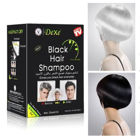 STREAMLINED !!! 10 PCS Dexe Black Hair Shampoo Instant Hair Dye for Men and Women Black Color