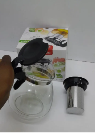 PREMIUM AND COST-EFFECTIVE !!!Tea Decanter with Sieve, Black Borosilicate Glass Teapot for Brewing and Serving Loose Leaf Tea, Heat-Resistant, Stylish, Durable.