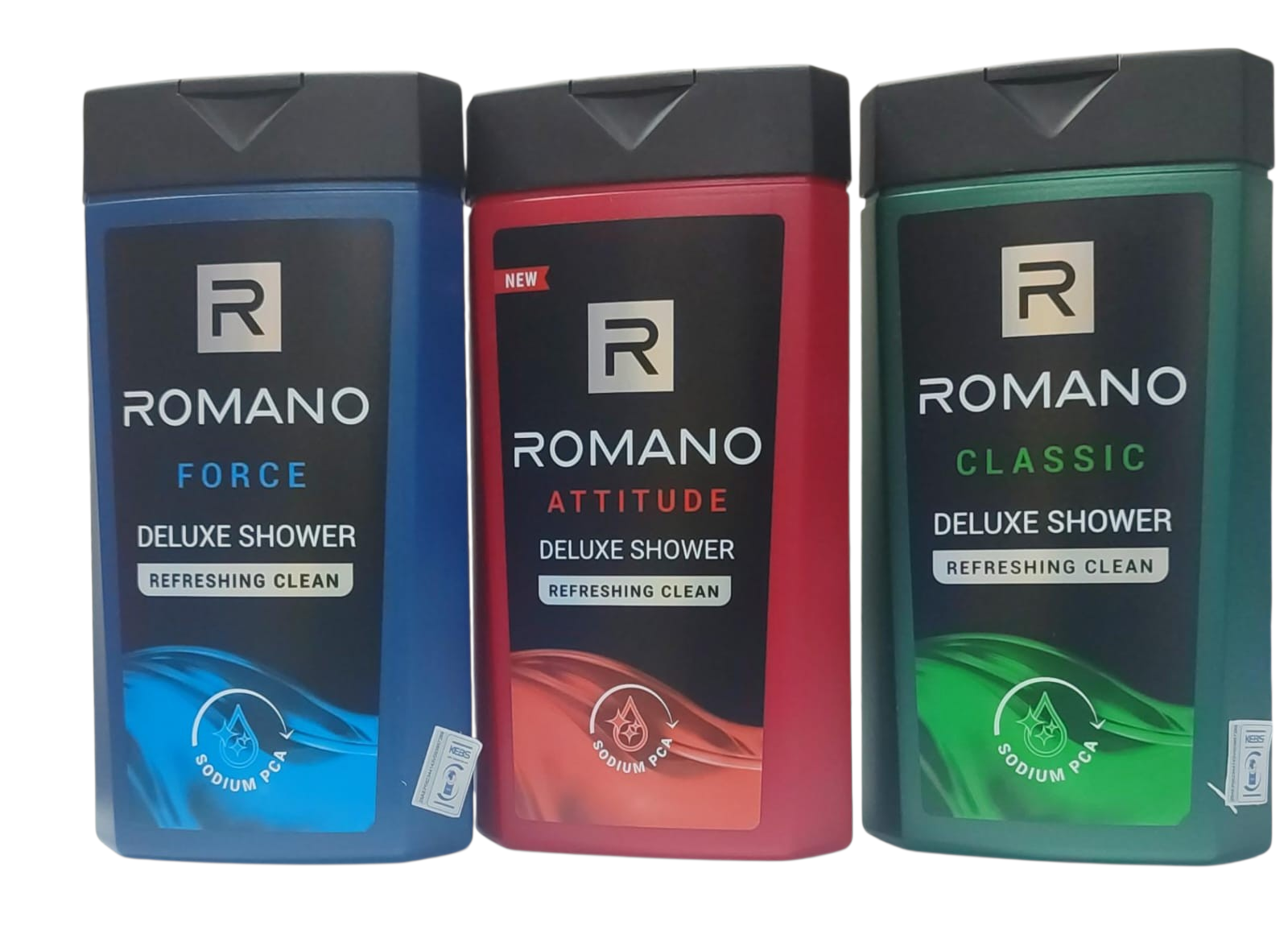 Romano Deluxe Shower Gels - 2-in-1 Body Wash & Shampoo for Men - Available in 3 variants: Classic, Attitude & Force