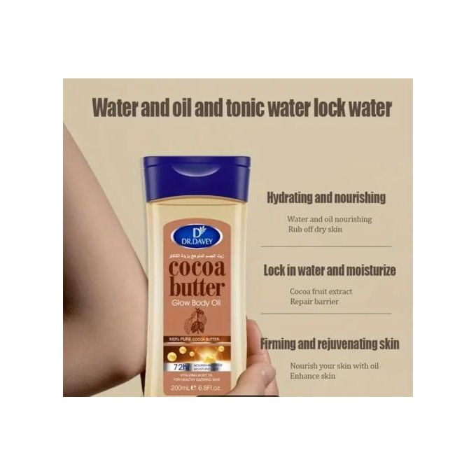 dr davey Glow Body Oil With 100% Pure Cocoa Butter