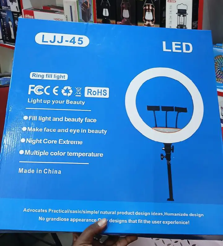 18 Inch Ring Light LED with Tripod Stand Professional Studio Lighting Kit Adjustable Brightness & Color Temperature Phone Holder USB Powered for Photography, Makeup, Video Recording & Live Streaming