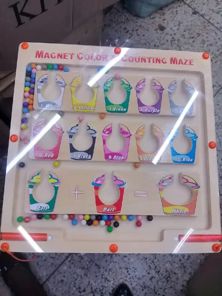 Magnetic Colour Maze Puzzle Toy for Kids – Wooden Montessori Sorting and Matching Game with Magnetic Pen, Educational Brain Development Activity Toy for Hand-Eye Coordination and Early Learning