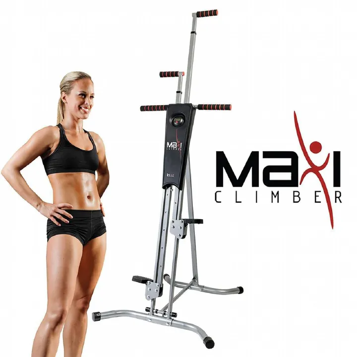 MaxiClimber Vertical Climbing Exercise Machine – Full Body Cardio & Strength Trainer with Adjustable Height, Digital Timer & Foldable Space-Saving Design for Home Fitness, Muscle Toning & Calorie Burn