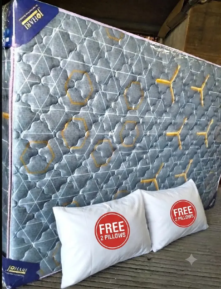 🔥(On offer)🔥 Johari 8-Inch Orthopedic Fibre Mattress & FREE 2-Pack Pillows ,Supportive & Breathable | Back Care Comfort | Quilted Soft Cover | Heavy Duty | Modern Design | 24-Month Warranty