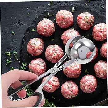 Stainless Steel Meatball Shaper Scissors with Round Mould, Release Hole and Mirror-Polished Finish